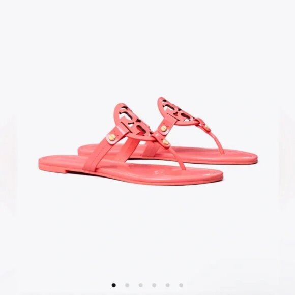NIB Tory Burch Miller patent leather sandals in coral crush - Picture 1 of 4